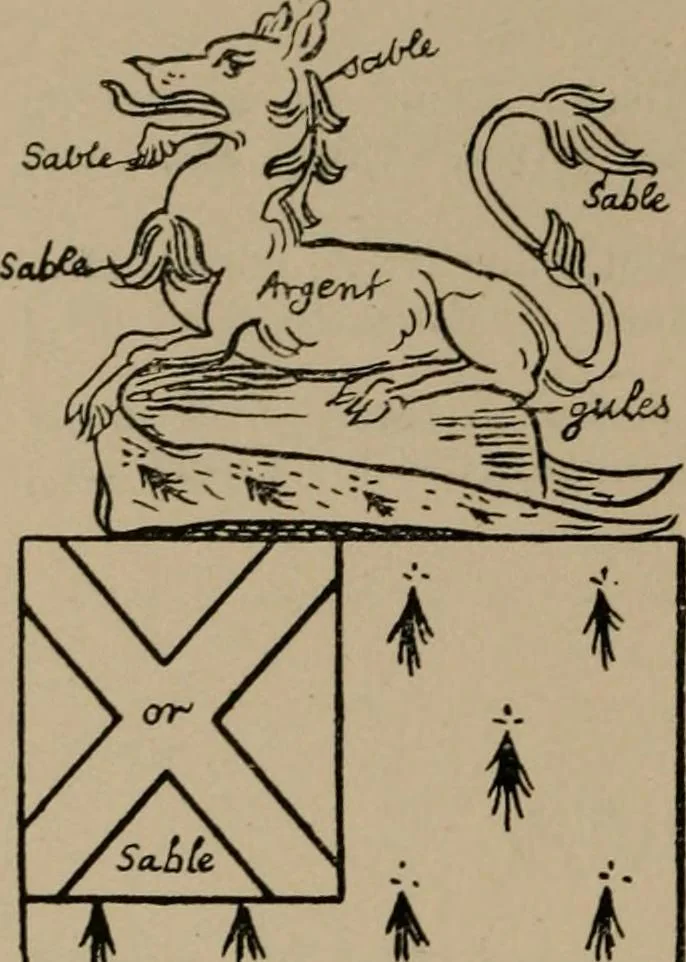 An illustration from The four visitations of Berkshire made and taken by Thomas Benolte, Clarnceuc, anno 1532; by William Harvey, Clarnceux, anno 1566; by Henry Chiting, Chester herald, and John Philipott, Rouge dragon, for William Camden, Clarenceux, anno 1623; and by Elias Ashmole, Windsor herald, for Sir Edward Bysshe, Clarenceux, anno 1665-66, 1907, leaf 522