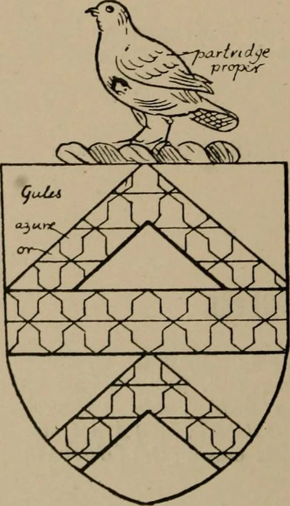 An illustration from The four visitations of Berkshire made and taken by Thomas Benolte, Clarnceuc, anno 1532; by William Harvey, Clarnceux, anno 1566; by Henry Chiting, Chester herald, and John Philipott, Rouge dragon, for William Camden, Clarenceux, anno 1623; and by Elias Ashmole, Windsor herald, for Sir Edward Bysshe, Clarenceux, anno 1665-66, 1907, leaf 522