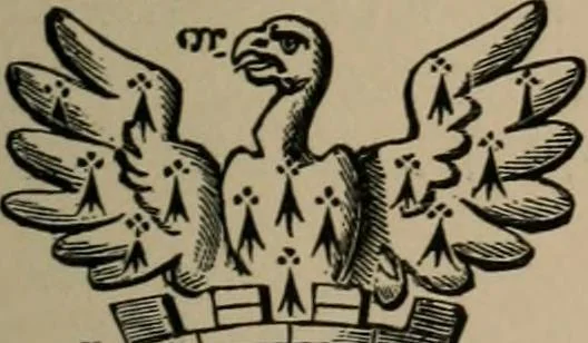 An illustration from The four visitations of Berkshire made and taken by Thomas Benolte, Clarnceuc, anno 1532; by William Harvey, Clarnceux, anno 1566; by Henry Chiting, Chester herald, and John Philipott, Rouge dragon, for William Camden, Clarenceux, anno 1623; and by Elias Ashmole, Windsor herald, for Sir Edward Bysshe, Clarenceux, anno 1665-66, 1907, leaf 525