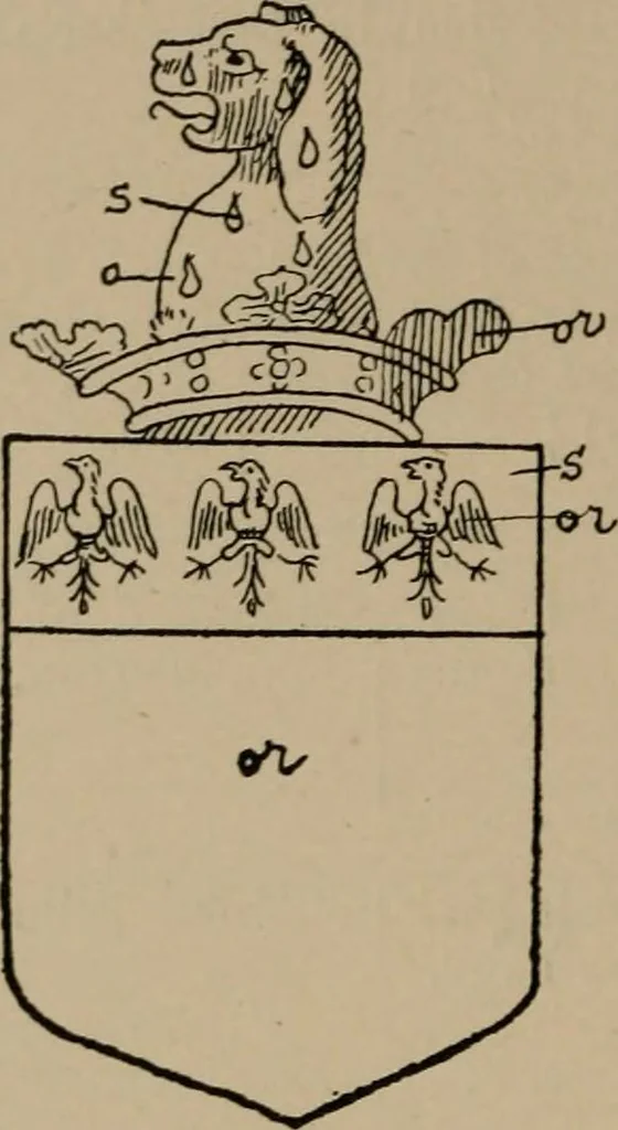 An illustration from The four visitations of Berkshire made and taken by Thomas Benolte, Clarnceuc, anno 1532; by William Harvey, Clarnceux, anno 1566; by Henry Chiting, Chester herald, and John Philipott, Rouge dragon, for William Camden, Clarenceux, anno 1623; and by Elias Ashmole, Windsor herald, for Sir Edward Bysshe, Clarenceux, anno 1665-66, 1907, leaf 530