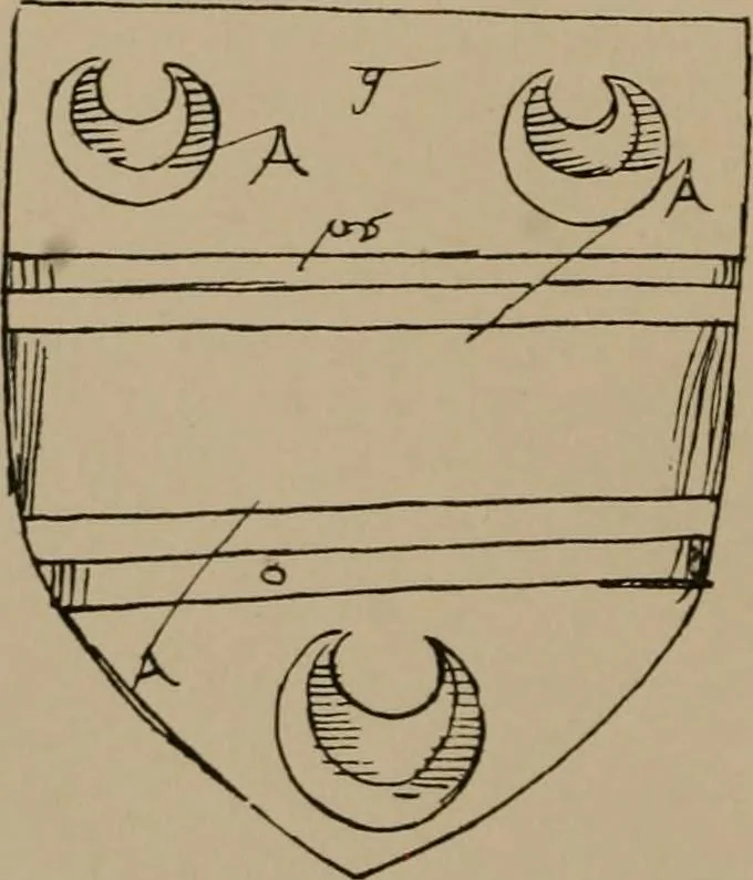 An illustration from The four visitations of Berkshire made and taken by Thomas Benolte, Clarnceuc, anno 1532; by William Harvey, Clarnceux, anno 1566; by Henry Chiting, Chester herald, and John Philipott, Rouge dragon, for William Camden, Clarenceux, anno 1623; and by Elias Ashmole, Windsor herald, for Sir Edward Bysshe, Clarenceux, anno 1665-66, 1907, leaf 54