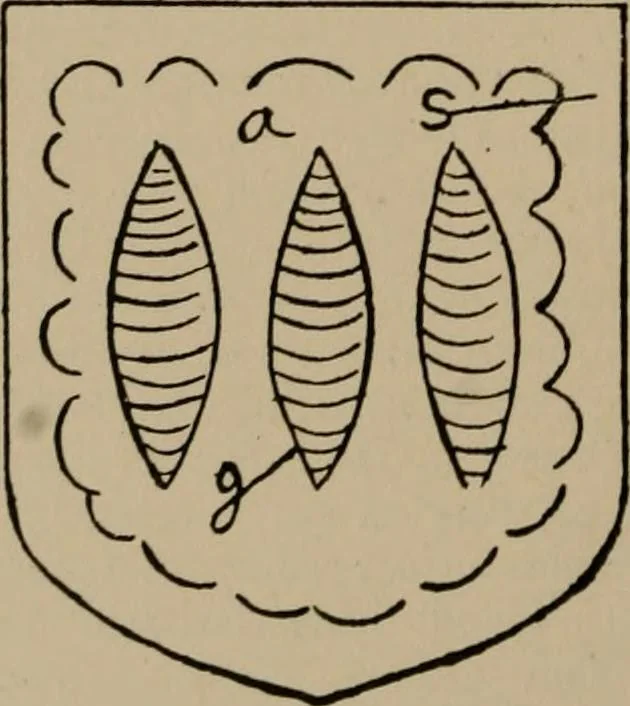 An illustration from The four visitations of Berkshire made and taken by Thomas Benolte, Clarnceuc, anno 1532; by William Harvey, Clarnceux, anno 1566; by Henry Chiting, Chester herald, and John Philipott, Rouge dragon, for William Camden, Clarenceux, anno 1623; and by Elias Ashmole, Windsor herald, for Sir Edward Bysshe, Clarenceux, anno 1665-66, 1907, leaf 540