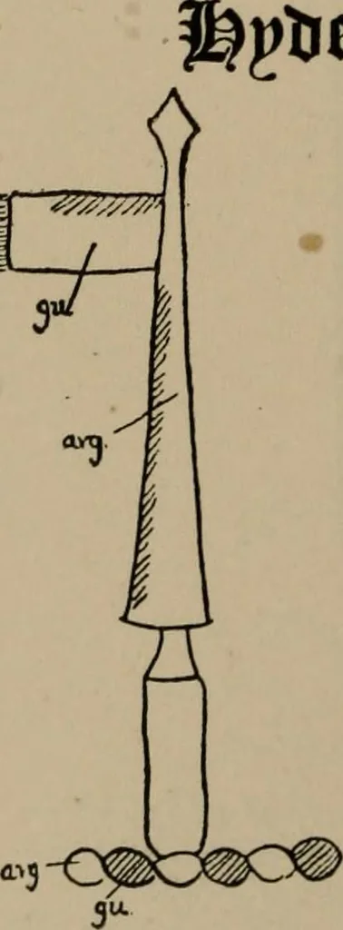 An illustration from The four visitations of Berkshire made and taken by Thomas Benolte, Clarnceuc, anno 1532; by William Harvey, Clarnceux, anno 1566; by Henry Chiting, Chester herald, and John Philipott, Rouge dragon, for William Camden, Clarenceux, anno 1623; and by Elias Ashmole, Windsor herald, for Sir Edward Bysshe, Clarenceux, anno 1665-66, 1907, leaf 546
