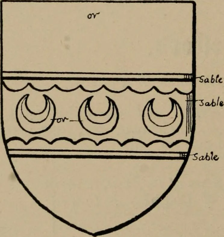 An illustration from The four visitations of Berkshire made and taken by Thomas Benolte, Clarnceuc, anno 1532; by William Harvey, Clarnceux, anno 1566; by Henry Chiting, Chester herald, and John Philipott, Rouge dragon, for William Camden, Clarenceux, anno 1623; and by Elias Ashmole, Windsor herald, for Sir Edward Bysshe, Clarenceux, anno 1665-66, 1907, leaf 550