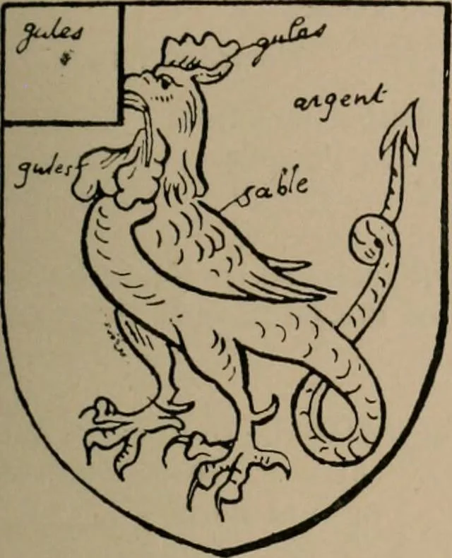 An illustration from The four visitations of Berkshire made and taken by Thomas Benolte, Clarnceuc, anno 1532; by William Harvey, Clarnceux, anno 1566; by Henry Chiting, Chester herald, and John Philipott, Rouge dragon, for William Camden, Clarenceux, anno 1623; and by Elias Ashmole, Windsor herald, for Sir Edward Bysshe, Clarenceux, anno 1665-66, 1907, leaf 557