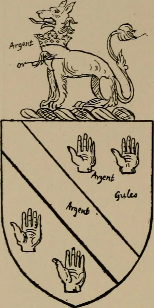 An illustration from The four visitations of Berkshire made and taken by Thomas Benolte, Clarnceuc, anno 1532; by William Harvey, Clarnceux, anno 1566; by Henry Chiting, Chester herald, and John Philipott, Rouge dragon, for William Camden, Clarenceux, anno 1623; and by Elias Ashmole, Windsor herald, for Sir Edward Bysshe, Clarenceux, anno 1665-66, 1907, leaf 562