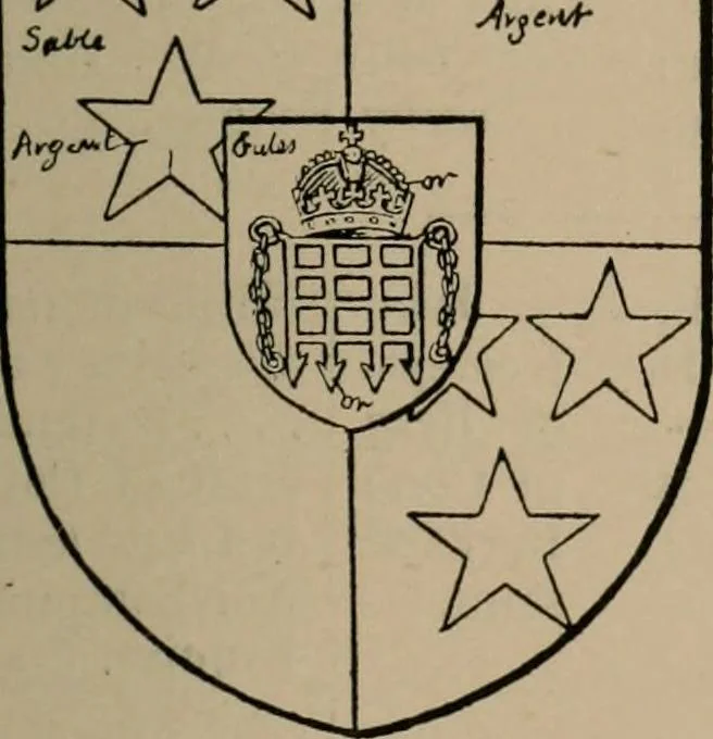 An illustration from The four visitations of Berkshire made and taken by Thomas Benolte, Clarnceuc, anno 1532; by William Harvey, Clarnceux, anno 1566; by Henry Chiting, Chester herald, and John Philipott, Rouge dragon, for William Camden, Clarenceux, anno 1623; and by Elias Ashmole, Windsor herald, for Sir Edward Bysshe, Clarenceux, anno 1665-66, 1907, leaf 573