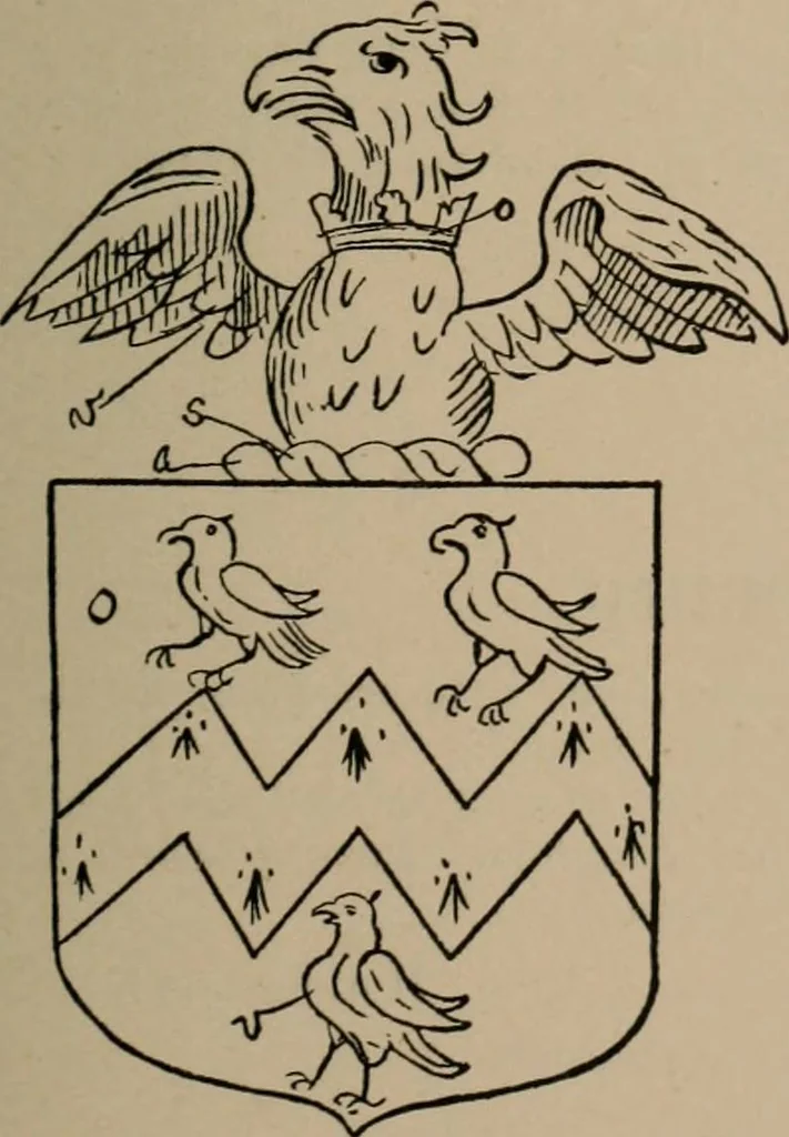 An illustration from The four visitations of Berkshire made and taken by Thomas Benolte, Clarnceuc, anno 1532; by William Harvey, Clarnceux, anno 1566; by Henry Chiting, Chester herald, and John Philipott, Rouge dragon, for William Camden, Clarenceux, anno 1623; and by Elias Ashmole, Windsor herald, for Sir Edward Bysshe, Clarenceux, anno 1665-66, 1907, leaf 591