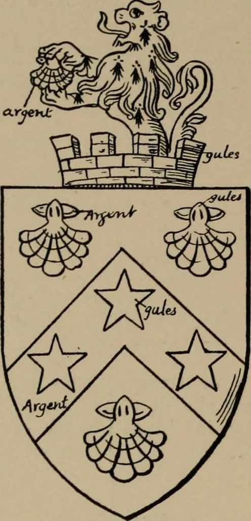An illustration from The four visitations of Berkshire made and taken by Thomas Benolte, Clarnceuc, anno 1532; by William Harvey, Clarnceux, anno 1566; by Henry Chiting, Chester herald, and John Philipott, Rouge dragon, for William Camden, Clarenceux, anno 1623; and by Elias Ashmole, Windsor herald, for Sir Edward Bysshe, Clarenceux, anno 1665-66, 1907, leaf 598