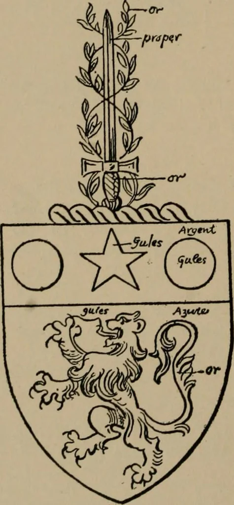 An illustration from The four visitations of Berkshire made and taken by Thomas Benolte, Clarnceuc, anno 1532; by William Harvey, Clarnceux, anno 1566; by Henry Chiting, Chester herald, and John Philipott, Rouge dragon, for William Camden, Clarenceux, anno 1623; and by Elias Ashmole, Windsor herald, for Sir Edward Bysshe, Clarenceux, anno 1665-66, 1907, leaf 600