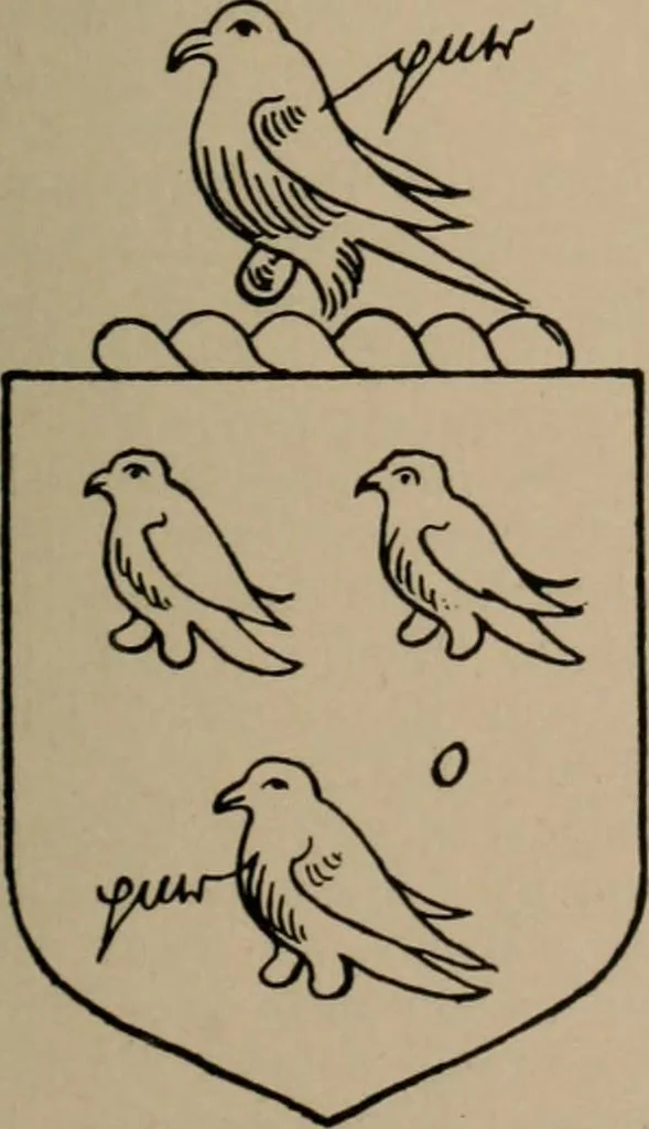 An illustration from The four visitations of Berkshire made and taken by Thomas Benolte, Clarnceuc, anno 1532; by William Harvey, Clarnceux, anno 1566; by Henry Chiting, Chester herald, and John Philipott, Rouge dragon, for William Camden, Clarenceux, anno 1623; and by Elias Ashmole, Windsor herald, for Sir Edward Bysshe, Clarenceux, anno 1665-66, 1907, leaf 603