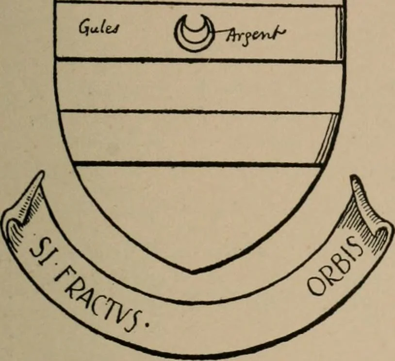 An illustration from The four visitations of Berkshire made and taken by Thomas Benolte, Clarnceuc, anno 1532; by William Harvey, Clarnceux, anno 1566; by Henry Chiting, Chester herald, and John Philipott, Rouge dragon, for William Camden, Clarenceux, anno 1623; and by Elias Ashmole, Windsor herald, for Sir Edward Bysshe, Clarenceux, anno 1665-66, 1907, leaf 613