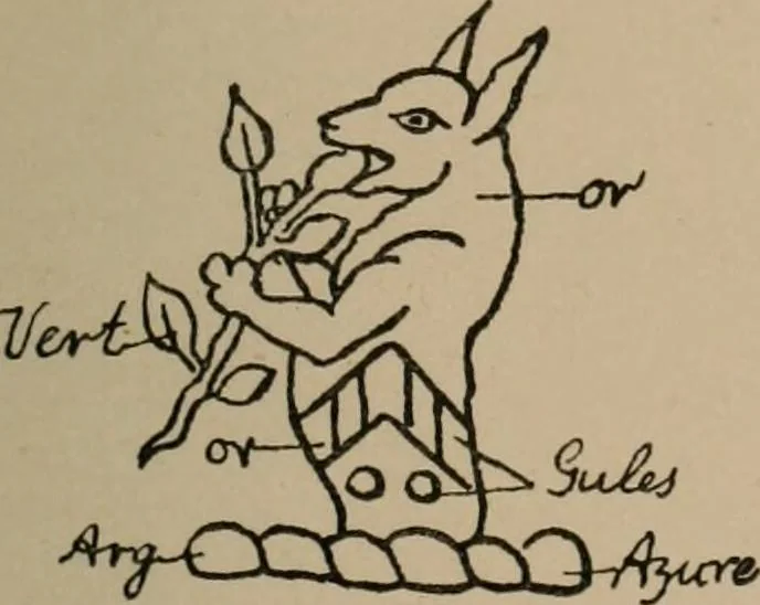 An illustration from The four visitations of Berkshire made and taken by Thomas Benolte, Clarnceuc, anno 1532; by William Harvey, Clarnceux, anno 1566; by Henry Chiting, Chester herald, and John Philipott, Rouge dragon, for William Camden, Clarenceux, anno 1623; and by Elias Ashmole, Windsor herald, for Sir Edward Bysshe, Clarenceux, anno 1665-66, 1907, leaf 625