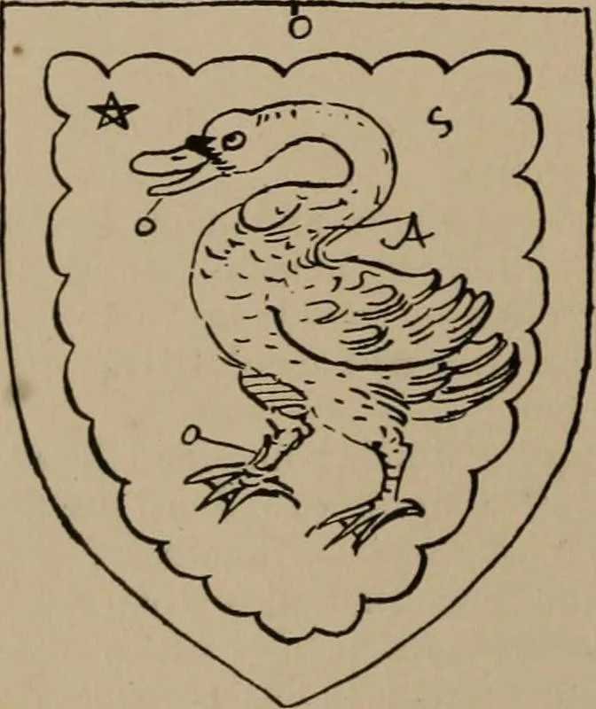An illustration from The four visitations of Berkshire made and taken by Thomas Benolte, Clarnceuc, anno 1532; by William Harvey, Clarnceux, anno 1566; by Henry Chiting, Chester herald, and John Philipott, Rouge dragon, for William Camden, Clarenceux, anno 1623; and by Elias Ashmole, Windsor herald, for Sir Edward Bysshe, Clarenceux, anno 1665-66, 1907, leaf 66