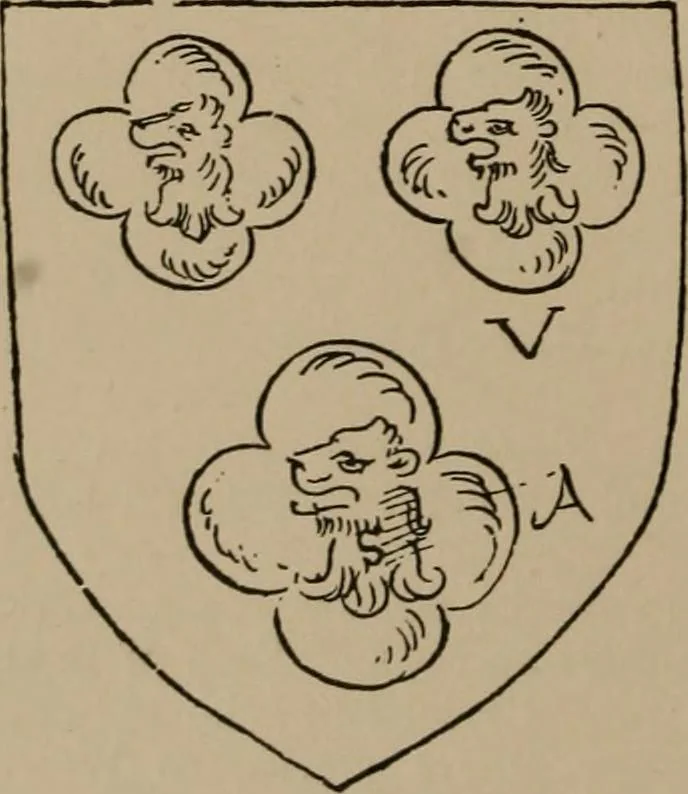 An illustration from The four visitations of Berkshire made and taken by Thomas Benolte, Clarnceuc, anno 1532; by William Harvey, Clarnceux, anno 1566; by Henry Chiting, Chester herald, and John Philipott, Rouge dragon, for William Camden, Clarenceux, anno 1623; and by Elias Ashmole, Windsor herald, for Sir Edward Bysshe, Clarenceux, anno 1665-66, 1907, leaf 70