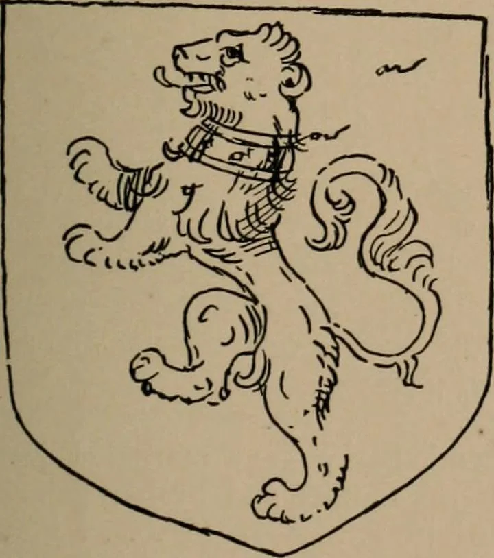 An illustration from The four visitations of Berkshire made and taken by Thomas Benolte, Clarnceuc, anno 1532; by William Harvey, Clarnceux, anno 1566; by Henry Chiting, Chester herald, and John Philipott, Rouge dragon, for William Camden, Clarenceux, anno 1623; and by Elias Ashmole, Windsor herald, for Sir Edward Bysshe, Clarenceux, anno 1665-66, 1907, leaf 71