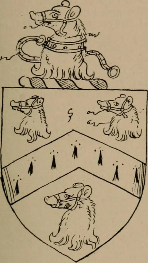 An illustration from The four visitations of Berkshire made and taken by Thomas Benolte, Clarnceuc, anno 1532; by William Harvey, Clarnceux, anno 1566; by Henry Chiting, Chester herald, and John Philipott, Rouge dragon, for William Camden, Clarenceux, anno 1623; and by Elias Ashmole, Windsor herald, for Sir Edward Bysshe, Clarenceux, anno 1665-66, 1907, leaf 81