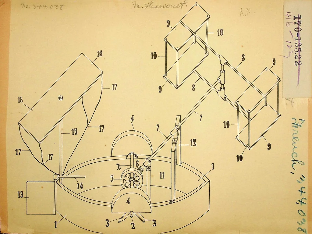 An illustration from Hervouet - Aviator, French Patent 344038 of 1904, 1904, leaf 0