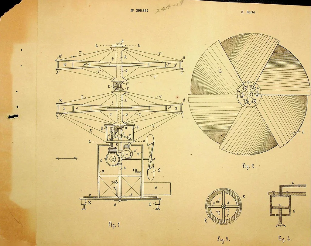 An illustration from Barbe - Flying Machine, French Patent 395367 of 1909,, 1909, leaf 0