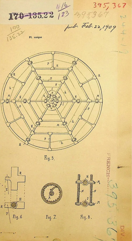 An illustration from Barbe - Flying Machine, French Patent 395367 of 1909,, 1909, leaf 1
