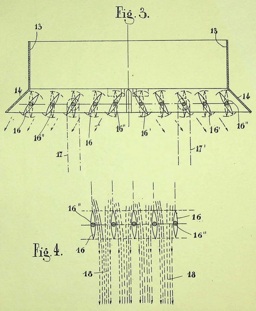 An illustration from Self-glider with lift propellers, French Patent 463968 of 1913, 1913, leaf 1