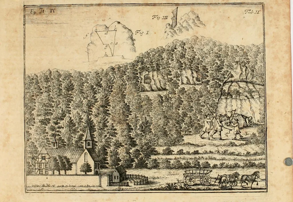 An illustration from Franc. Ern. Bruckmanni, med. doct. acad. caesar. nat. cur. et soc., reg. Pruss. Scient. Colleg. et practic. Wolffenb. Epistola itineraria I-[XII] .., 1728, leaf 44