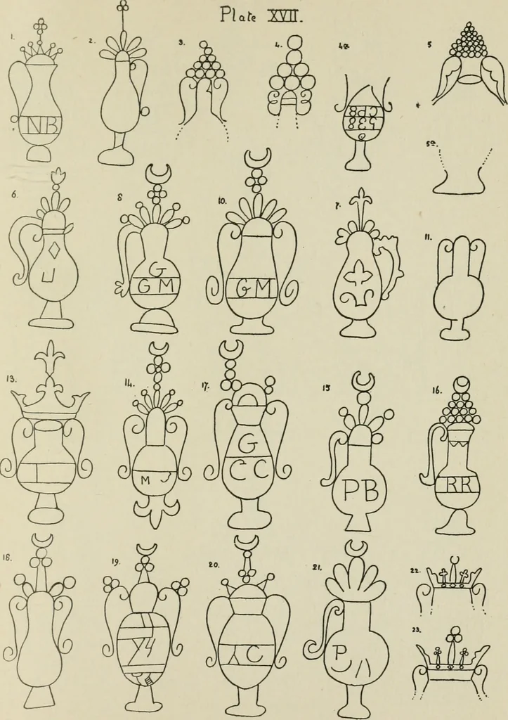 An illustration from Francis Bacon and his secret society. An attempt to collect and unite the lost links of a long and strong chain, 1891, leaf 393