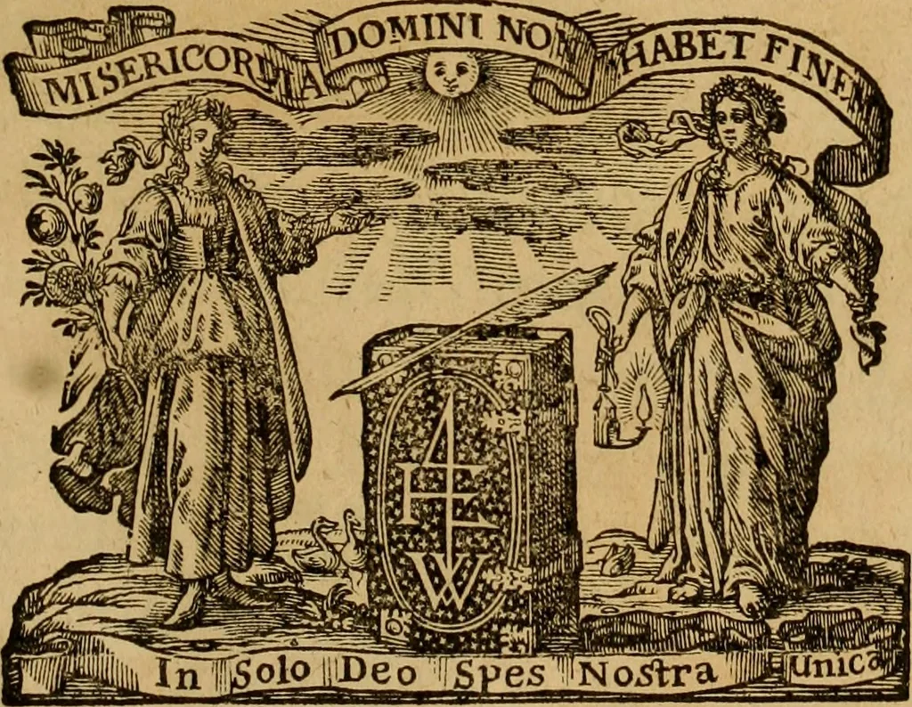 An illustration from Francisci Censalii, U.J.D. advocati neapolitani, Observationes singulares : cum additionibus ad Tractatum de fidei-commissis Marci Antonii Peregrini ... : in quibus singularia juris responsa ac subsequutae in causis decisiones è supremis senatibus Regni Neapol. adnectuntur, & innumerae quaestiones praeter, vel contrà Peregrini sensum compendiosè, sed dilucidè observantur, ac novissimorum doctorum et senatuum placita & vota ad caetera dicta cumulantur ..., 1669, leaf 2
