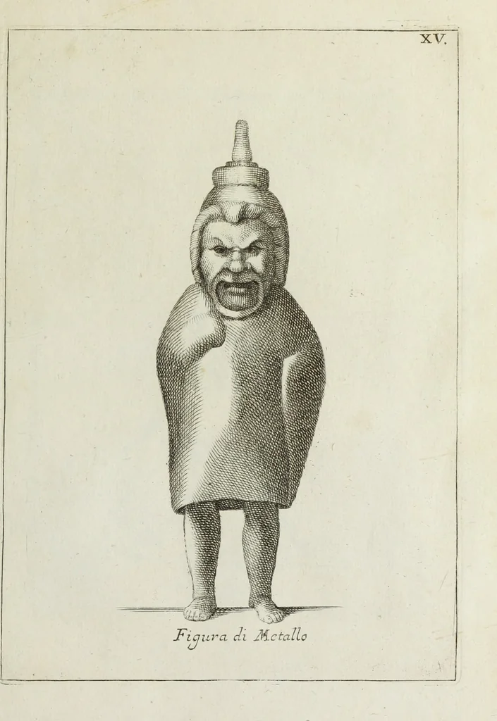 An illustration from Francisci Ficoronii Reg. Lond. Acad. socii dissertatio de larvis scenicis et figuris comicis antiquorum Romanorum, et ex Italica in Latinam linguam versa, 1754, leaf 170