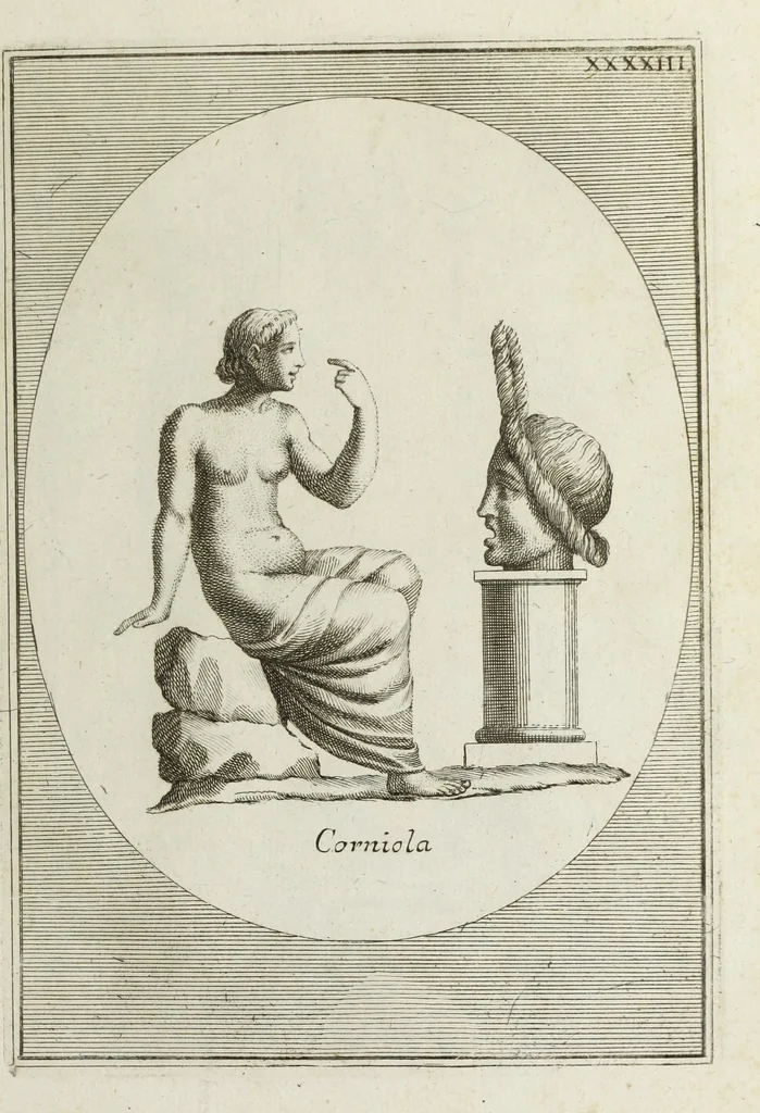 An illustration from Francisci Ficoronii Reg. Lond. Acad. socii dissertatio de larvis scenicis et figuris comicis antiquorum Romanorum, et ex Italica in Latinam linguam versa, 1754, leaf 226