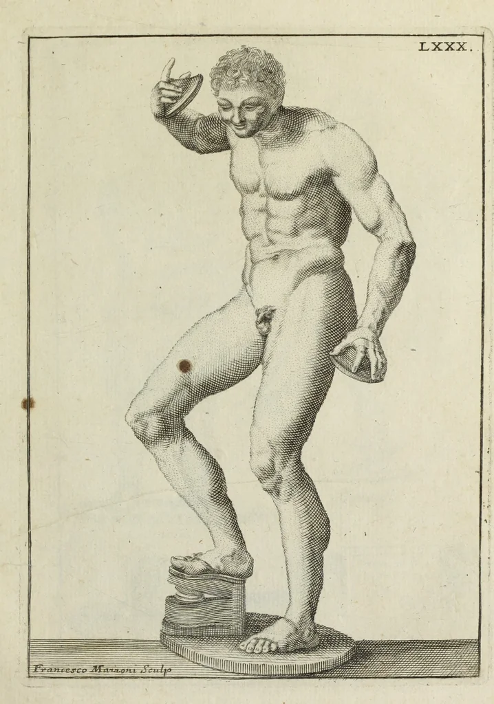 An illustration from Francisci Ficoronii Reg. Lond. Acad. socii dissertatio de larvis scenicis et figuris comicis antiquorum Romanorum, et ex Italica in Latinam linguam versa, 1754, leaf 300