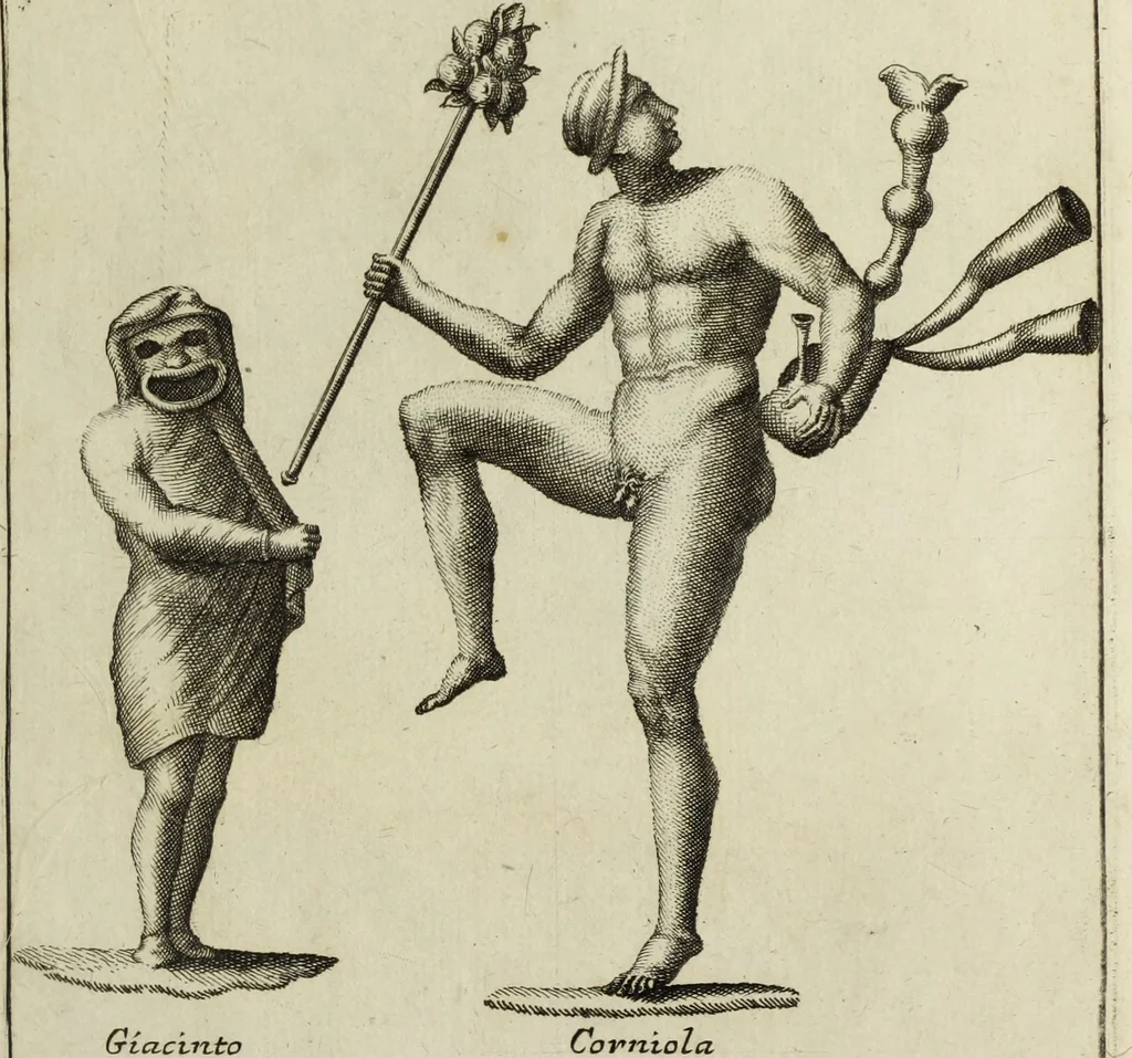 An illustration from Francisci Ficoronii Reg. Lond. Acad. socii dissertatio de larvis scenicis et figuris comicis antiquorum Romanorum, et ex Italica in Latinam linguam versa, 1754, leaf 306