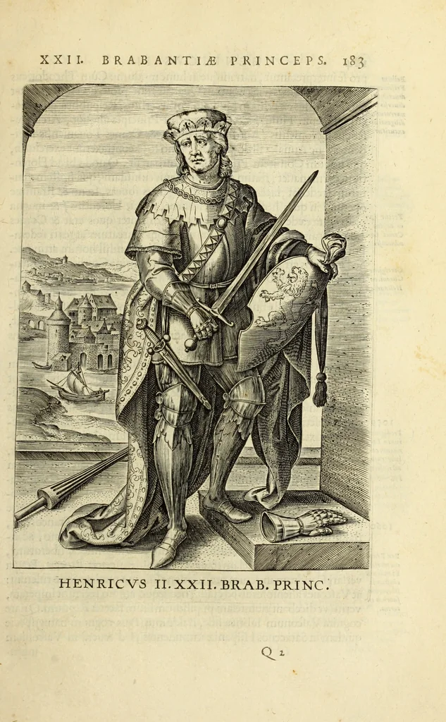 An illustration from Francisci Haraei Annales ducum seu principum Brabantiae totiusq. Belgii : tomi tres : quorum primo solius Brabantiae, secundo Belgii vniti principum res gestae, tertio belgici tumultus, vsque ad inducias anno M. DC. IX. pactas, enarrantur : cum ducum seu principum imaginibus, et breui rerum per omnem Europam illustrium narratione, 1623, leaf 222
