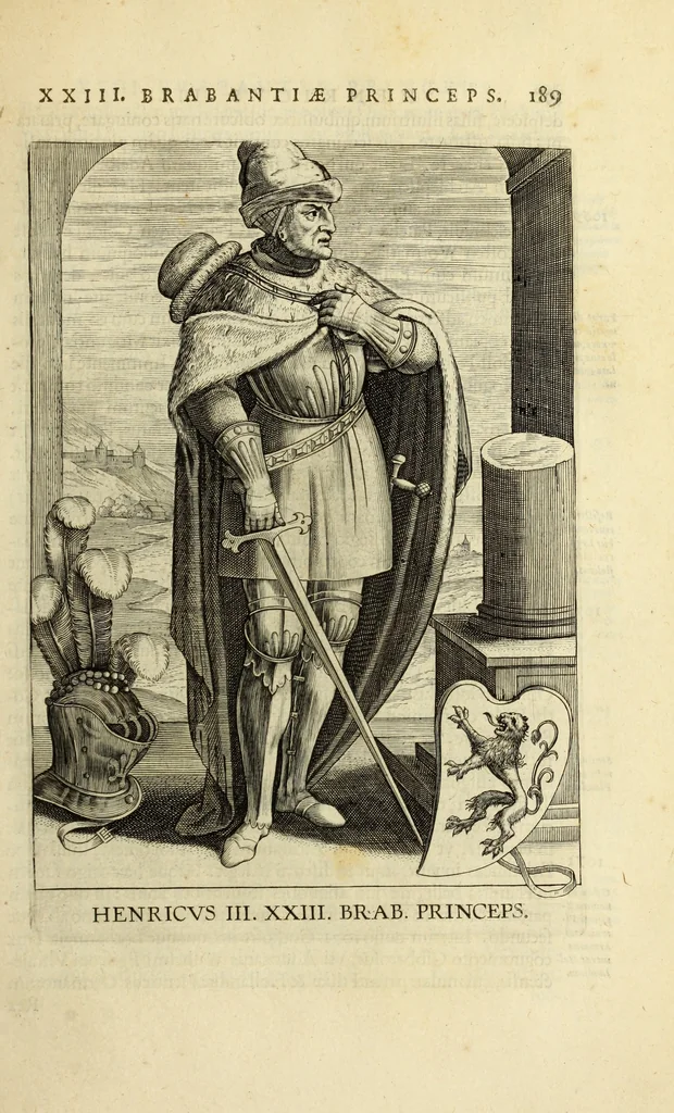 An illustration from Francisci Haraei Annales ducum seu principum Brabantiae totiusq. Belgii : tomi tres : quorum primo solius Brabantiae, secundo Belgii vniti principum res gestae, tertio belgici tumultus, vsque ad inducias anno M. DC. IX. pactas, enarrantur : cum ducum seu principum imaginibus, et breui rerum per omnem Europam illustrium narratione, 1623, leaf 228