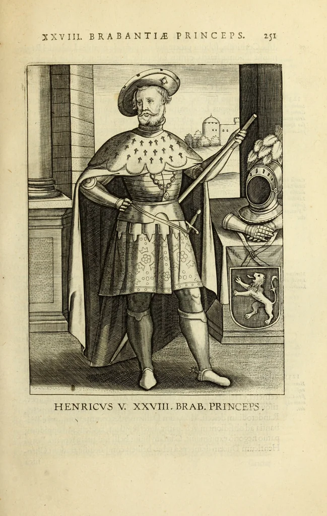 An illustration from Francisci Haraei Annales ducum seu principum Brabantiae totiusq. Belgii : tomi tres : quorum primo solius Brabantiae, secundo Belgii vniti principum res gestae, tertio belgici tumultus, vsque ad inducias anno M. DC. IX. pactas, enarrantur : cum ducum seu principum imaginibus, et breui rerum per omnem Europam illustrium narratione, 1623, leaf 290