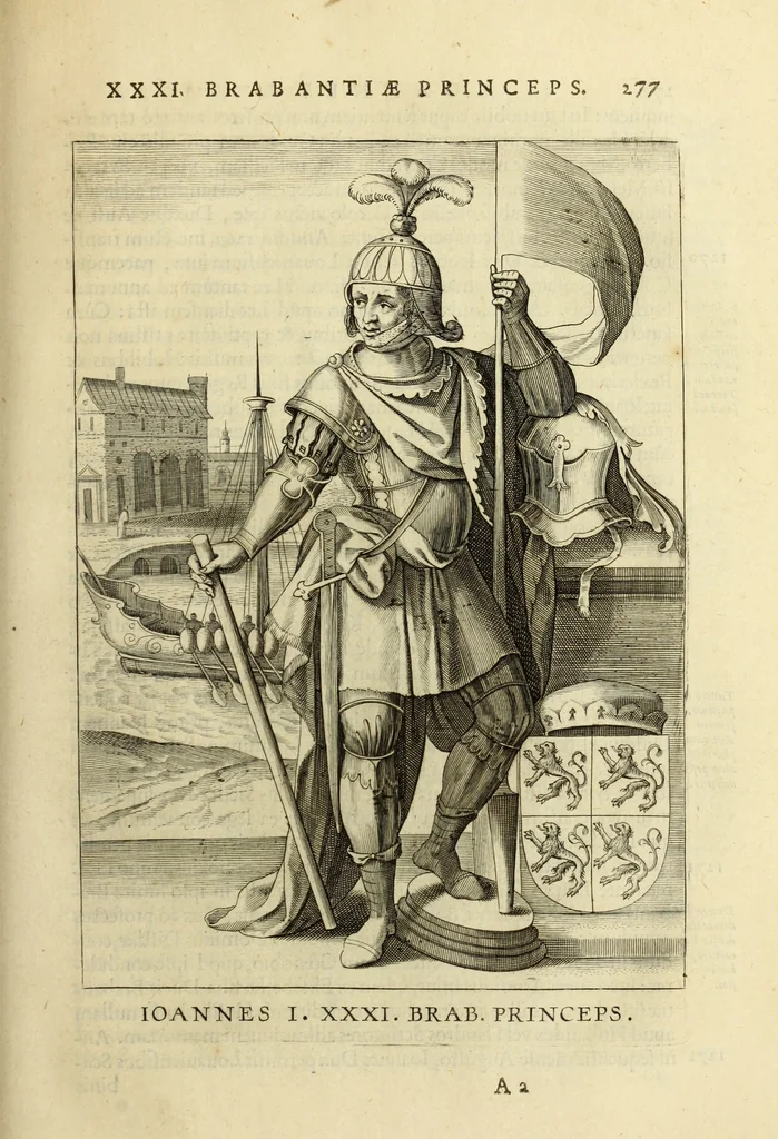 An illustration from Francisci Haraei Annales ducum seu principum Brabantiae totiusq. Belgii : tomi tres : quorum primo solius Brabantiae, secundo Belgii vniti principum res gestae, tertio belgici tumultus, vsque ad inducias anno M. DC. IX. pactas, enarrantur : cum ducum seu principum imaginibus, et breui rerum per omnem Europam illustrium narratione, 1623, leaf 316