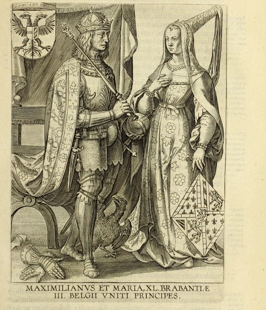 An illustration from Francisci Haraei Annales ducum seu principum Brabantiae totiusq. Belgii : tomi tres : quorum primo solius Brabantiae, secundo Belgii vniti principum res gestae, tertio belgici tumultus, vsque ad inducias anno M. DC. IX. pactas, enarrantur : cum ducum seu principum imaginibus, et breui rerum per omnem Europam illustrium narratione, 1623, leaf 488