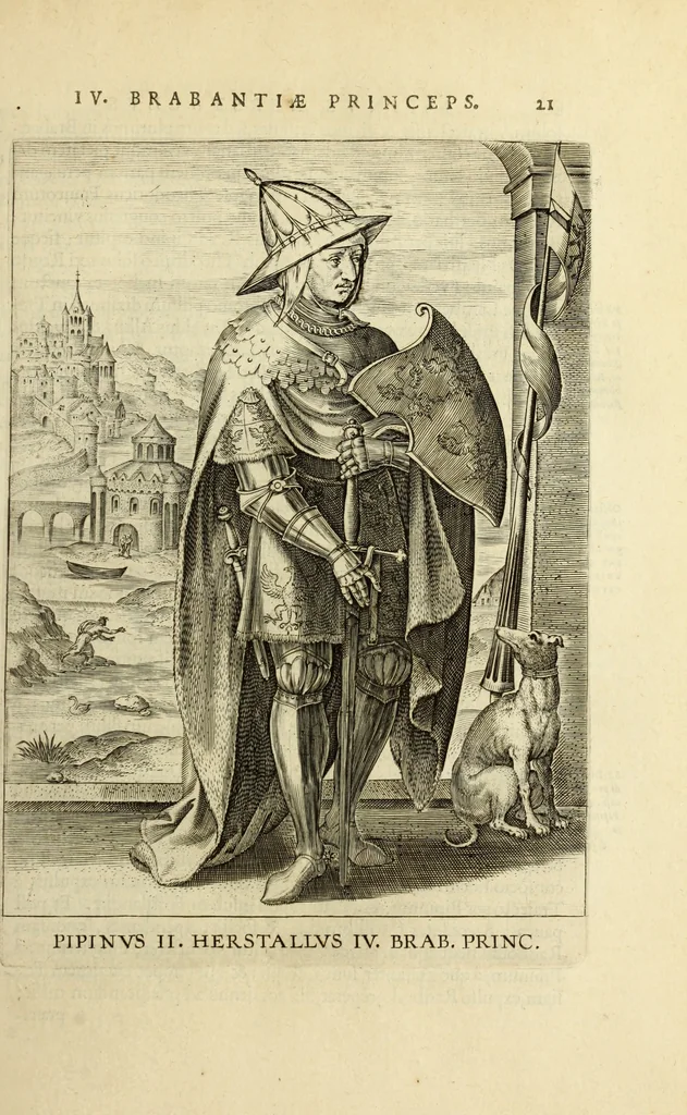 An illustration from Francisci Haraei Annales ducum seu principum Brabantiae totiusq. Belgii : tomi tres : quorum primo solius Brabantiae, secundo Belgii vniti principum res gestae, tertio belgici tumultus, vsque ad inducias anno M. DC. IX. pactas, enarrantur : cum ducum seu principum imaginibus, et breui rerum per omnem Europam illustrium narratione, 1623, leaf 60