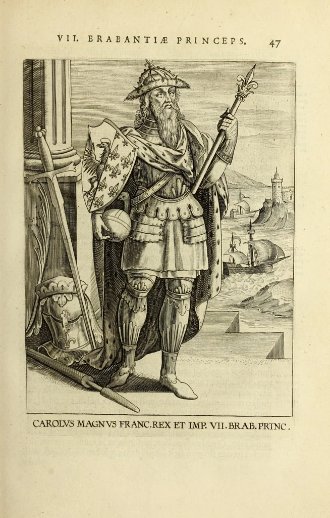 An illustration from Francisci Haraei Annales ducum seu principum Brabantiae totiusq. Belgii : tomi tres : quorum primo solius Brabantiae, secundo Belgii vniti principum res gestae, tertio belgici tumultus, vsque ad inducias anno M. DC. IX. pactas, enarrantur : cum ducum seu principum imaginibus, et breui rerum per omnem Europam illustrium narratione, 1623, leaf 86