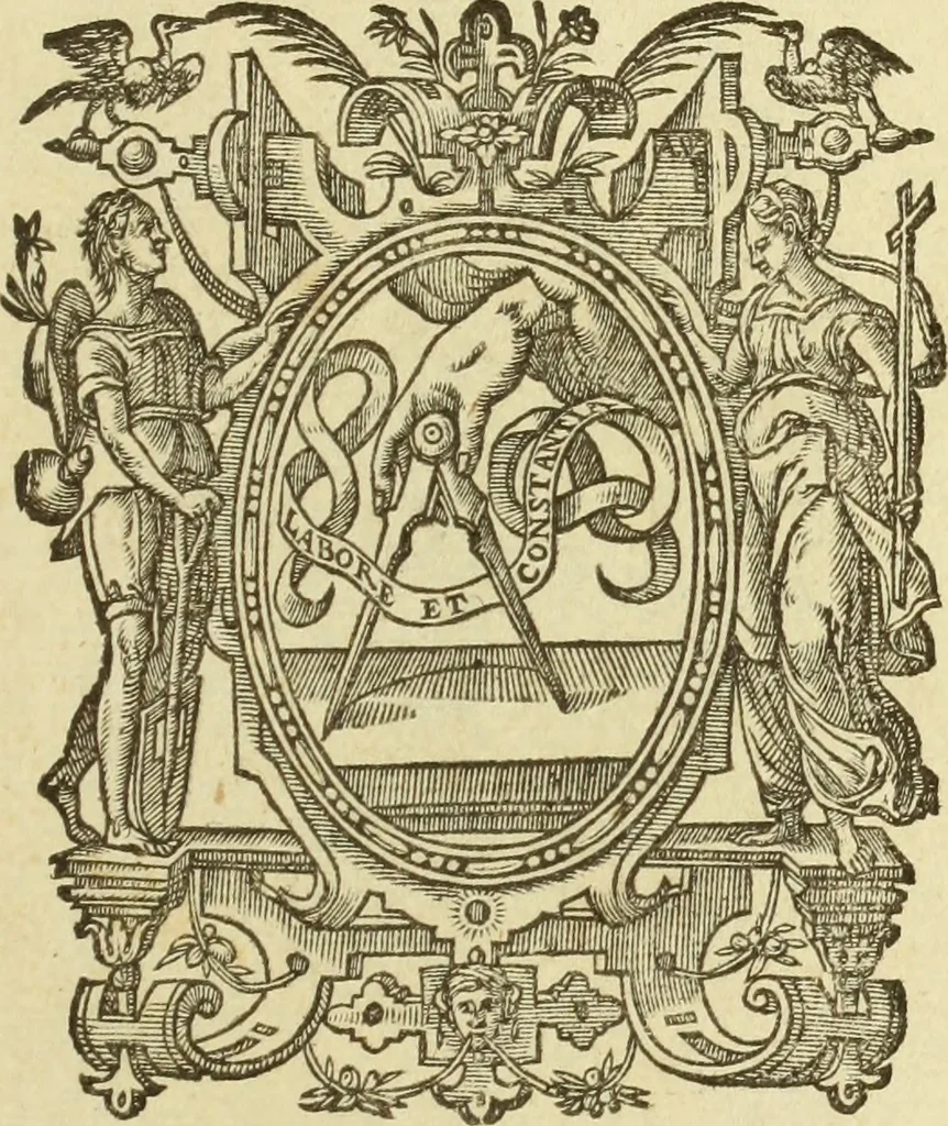 An illustration from Francisci Haraei Annales ducum seu principum Brabantiae totiusq. Belgii : tomi tres : quorum primo solius Brabantiae, secundo Belgii vniti principum res gestae, tertio belgici tumultus, vsque ad inducias anno M. DC. IX. pactas, enarrantur : cum ducum seu principum imaginibus, et breui rerum per omnem Europam illustrium narratione, 1623, leaf 860