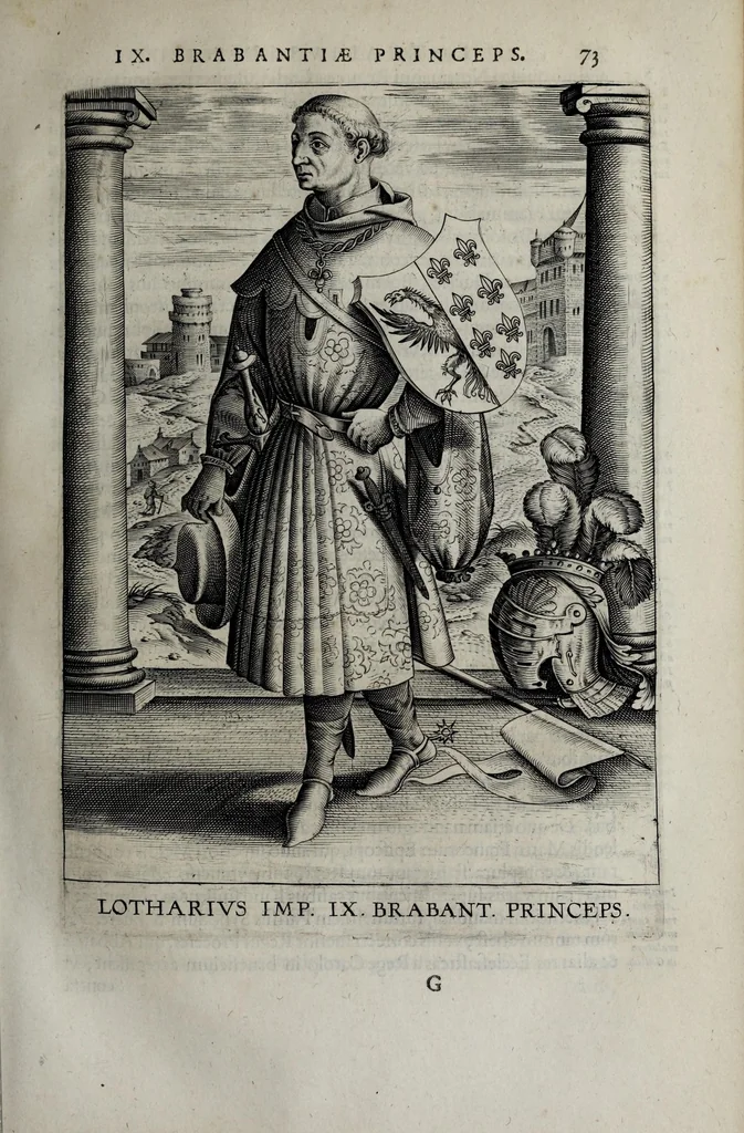 An illustration from Francisci Haraei Annales ducum seu principum Brabantiae totiusq. Belgii : tomi tres, quorum primo solius Brabantiae, secundo Belgii vniti principum res gestae, tertio Belgici tumultus, vsque ad indvcias anno M. DC. IX. pactas, enarrantur : cum dvcvm seu principvm imaginibus, et breui rerum per omnem Evropam illustrium narratione, 1623, leaf 113