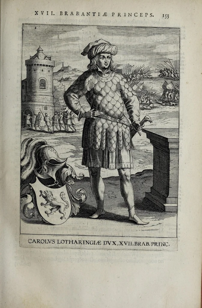 An illustration from Francisci Haraei Annales ducum seu principum Brabantiae totiusq. Belgii : tomi tres, quorum primo solius Brabantiae, secundo Belgii vniti principum res gestae, tertio Belgici tumultus, vsque ad indvcias anno M. DC. IX. pactas, enarrantur : cum dvcvm seu principvm imaginibus, et breui rerum per omnem Evropam illustrium narratione, 1623, leaf 193