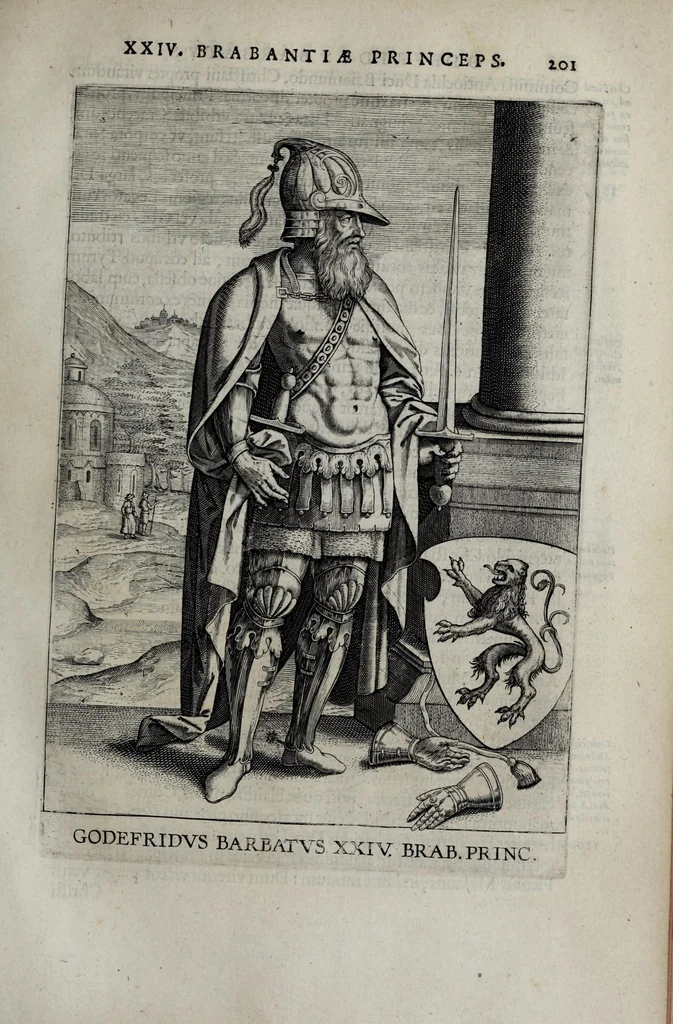 An illustration from Francisci Haraei Annales ducum seu principum Brabantiae totiusq. Belgii : tomi tres, quorum primo solius Brabantiae, secundo Belgii vniti principum res gestae, tertio Belgici tumultus, vsque ad indvcias anno M. DC. IX. pactas, enarrantur : cum dvcvm seu principvm imaginibus, et breui rerum per omnem Evropam illustrium narratione, 1623, leaf 243