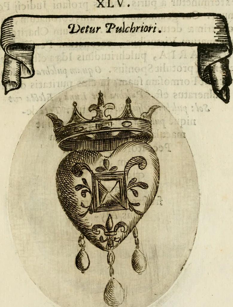 An illustration from Francisci Ponae Cardiomorphoseos, siue, Ex corde desumpta emblemata sacra, 1645, leaf 102