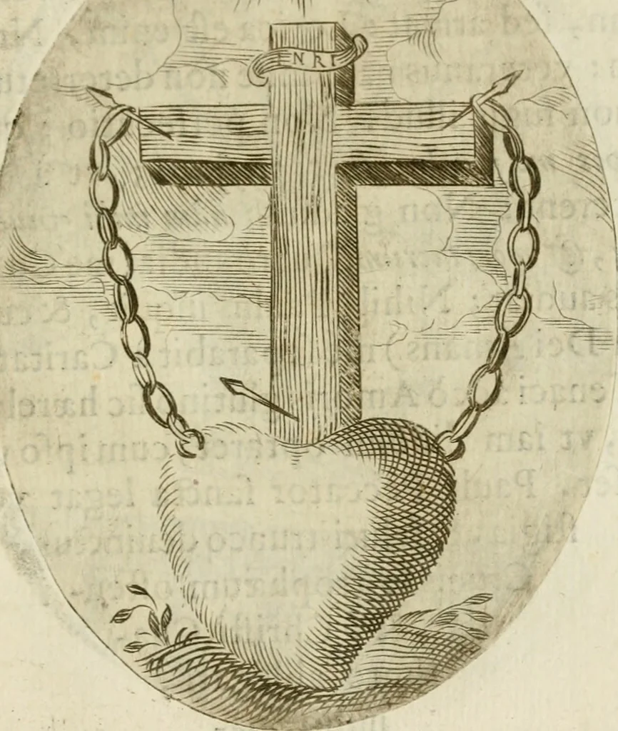 An illustration from Francisci Ponae Cardiomorphoseos, siue, Ex corde desumpta emblemata sacra, 1645, leaf 128