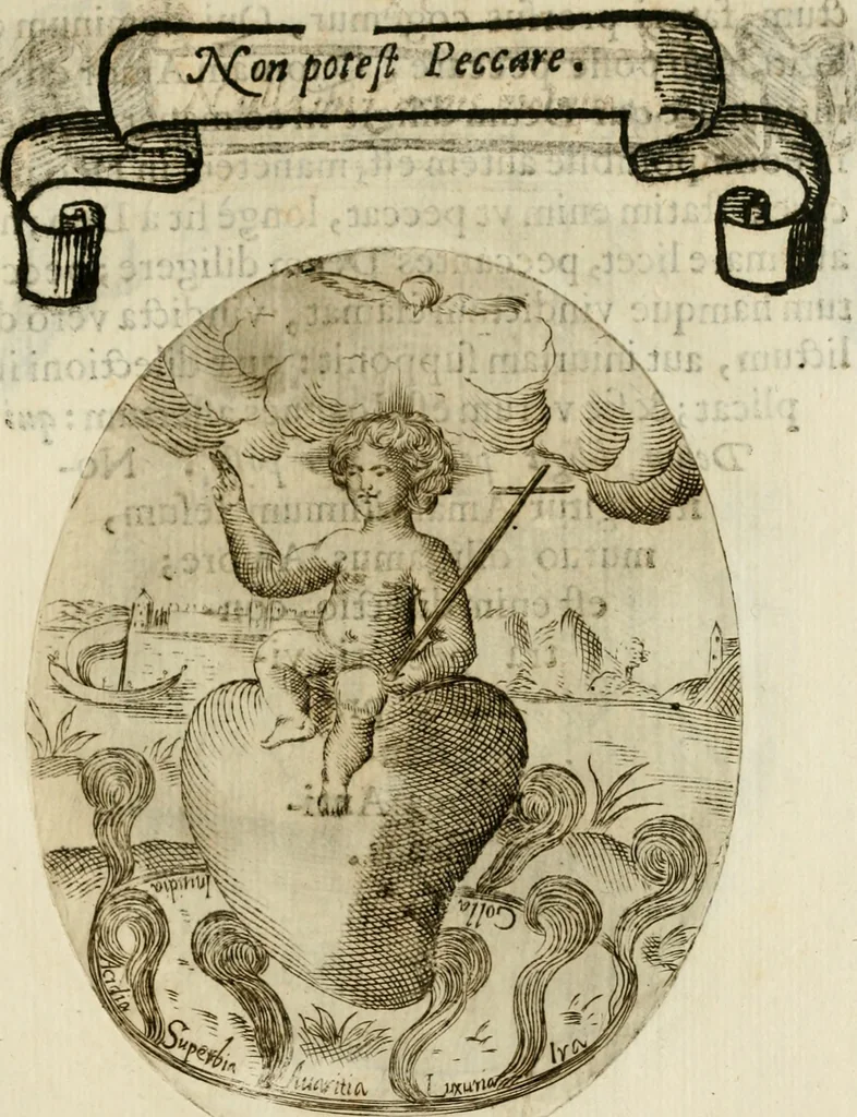 An illustration from Francisci Ponae Cardiomorphoseos, siue, Ex corde desumpta emblemata sacra, 1645, leaf 134