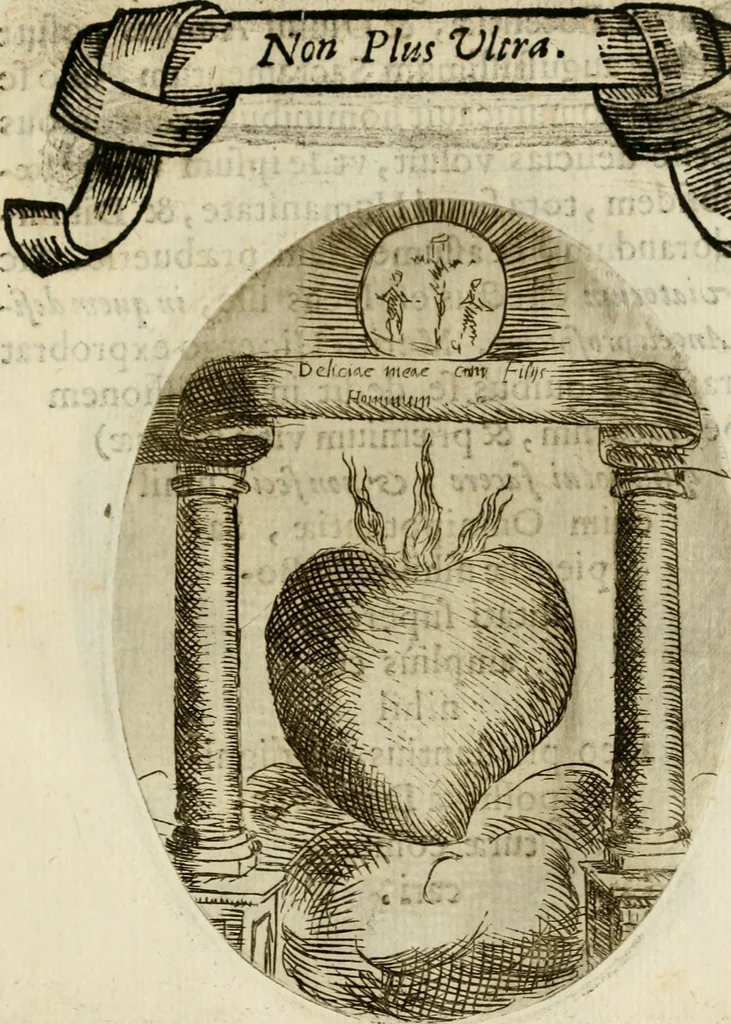 An illustration from Francisci Ponae Cardiomorphoseos, siue, Ex corde desumpta emblemata sacra, 1645, leaf 138