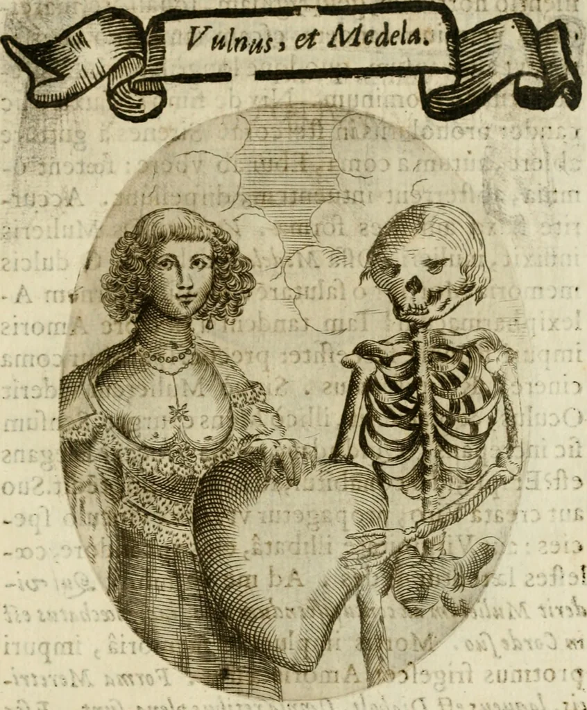An illustration from Francisci Ponae Cardiomorphoseos, siue, Ex corde desumpta emblemata sacra, 1645, leaf 148