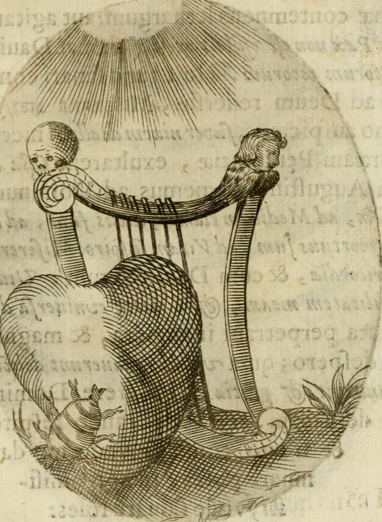 An illustration from Francisci Ponae Cardiomorphoseos, siue, Ex corde desumpta emblemata sacra, 1645, leaf 150