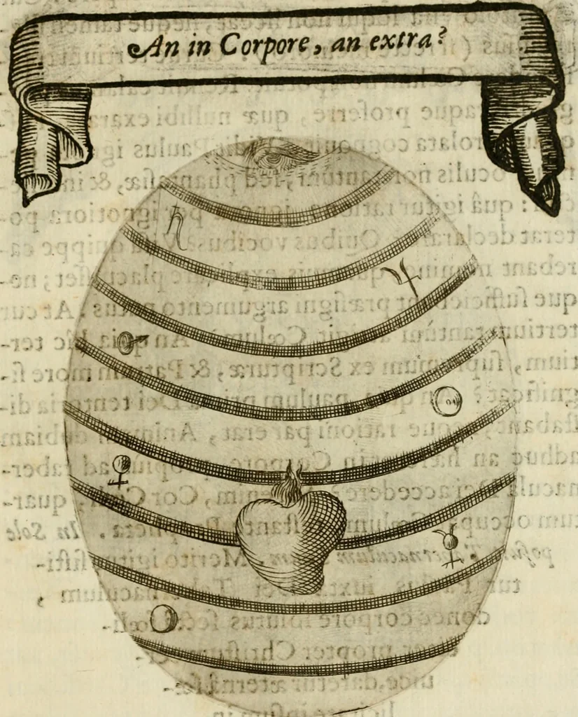 An illustration from Francisci Ponae Cardiomorphoseos, siue, Ex corde desumpta emblemata sacra, 1645, leaf 152